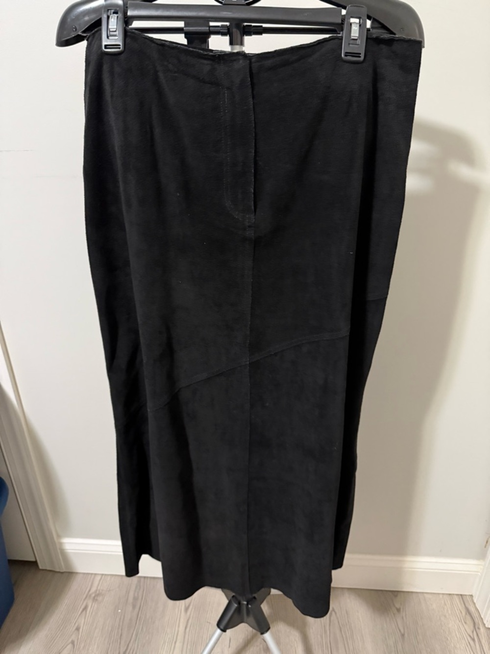 Bagatelle Black Suede Leather Skirt Womens Size 14 Midi A-Line Lined